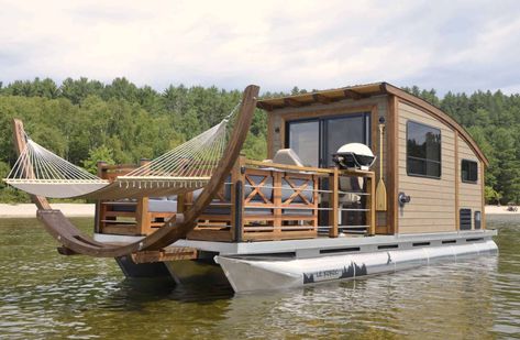 Small Houseboats, Luxury Pontoon Boats, Small Pontoon Boats, Pontoon Houseboat, Big Cabin, Shanty Boat, Boat House Interior, Dream Boat, Pontoon Boats