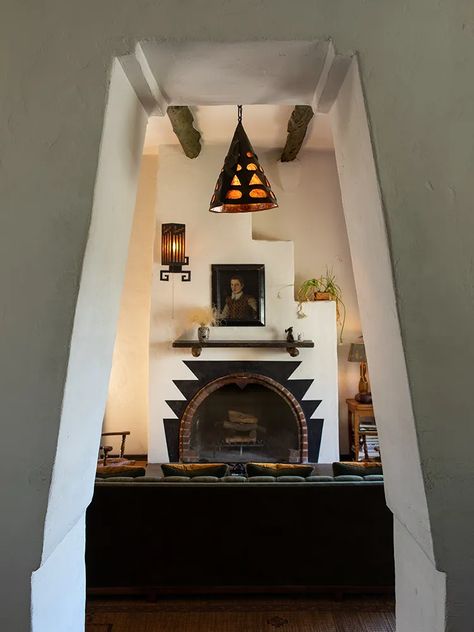 An Esteemed Set Designer Shares His Hopi Pueblo–Style Fantasy House in L.A. | Architectural Digest Pueblo Style House, Pueblo Revival, Douglas Fir Flooring, Adobe Home, Dark Wood Table, Adobe House, Santa Fe Style, Throw Pillow Styling, Deco Boheme