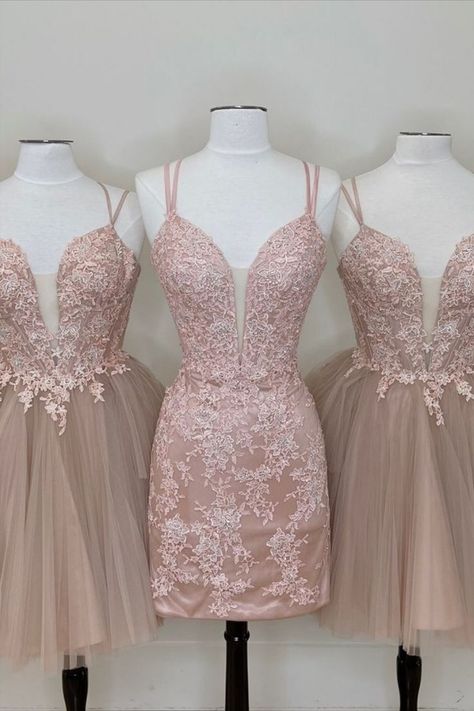 Prom Dress Cute, Pink Lace Shorts, Tulle Pink, School Event Dress, Hoco Dress, Lace Homecoming Dresses, Short Prom Dress, Lace Short, Short Prom