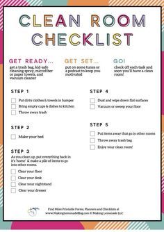 Kids Cleaning Checklist, Clean Room Motivation, Room Motivation, Clean Room Checklist, Room Cleaning Tips, Cleaning Room, Cleaning Oven, Room Checklist, Deep Cleaning Checklist