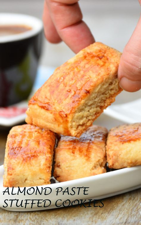 Almond paste stuffed cookies are seriously good! They are soft and loaded with an ultra-delicious almond flavor! Cookies With Almond Paste, Eggless Biscotti Recipe, Almond Paste Recipes, Baking Store, Almond Meal Cookies, Stuffed Cookies, Lebanese Cuisine, Almond Meal, Biscotti Recipe