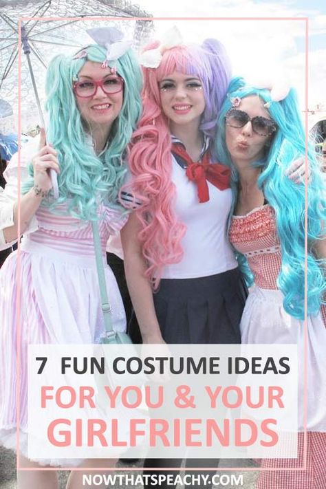 Impress everyone with these 7 Fun female Group Costume ideas for you and your Girlfriends | Halloween & Theme Party inspiration for your girlgang and bff Bachelorette Party Costume Ideas, Group Dress Up Themes, Bachelorette Costume Ideas, Bachelorette Party Dress Up Themes, Bachelorette Dress Up Themes, Female Costume Ideas, Group Fancy Dress, College Productivity, Group Costume Ideas