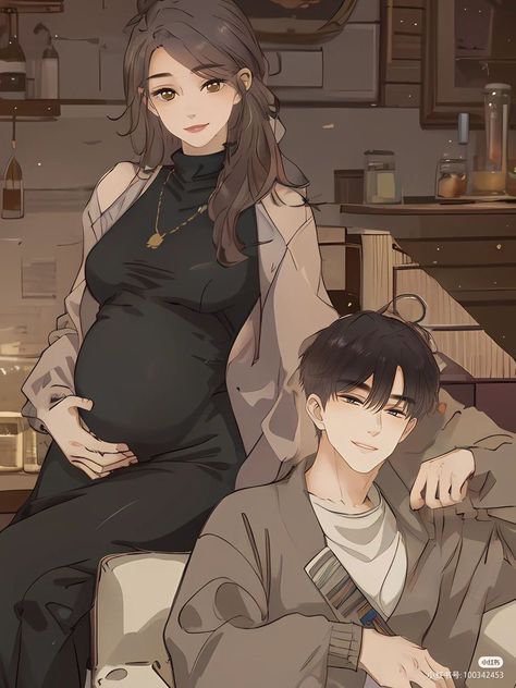 Digital Art Anime Couple, Pregnant Couple Drawing, Pregnant Manhwa, Tsundere Couple, Manhwa Pregnant, Pregnant Drawing, Pregnant Anime, Bae Mood, Pregnant Cartoon