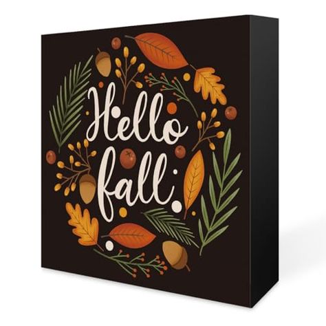 Fall Pumpkin Sign, Fall Wood Signs, Porch Wall, Fall Sign, Pumpkin Sign, Autumn Quotes, Fall Signs, Leaf Decor, Hello Fall