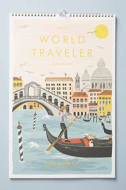 Rifle Paper Co. World Travel 2019 Calendar Great gift for end of year. Pastel Shop, Travel Calendar, Graphic Design Magazine, World Illustration, Anna Bond, Travel Store, Hanging Calendar, Miss Moss, Calendar 2022