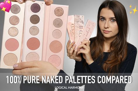 Comparing the 100% Pure Naked Palettes - Swatches of Pretty Naked, Pretty Naked 2 & Better Naked 100 Pure Makeup, Chemical Free Makeup, Toxic Makeup, Organic Makeup Brands, Eyeshadow Tips, Non Toxic Makeup, Cruelty Free Cosmetics, Organic Makeup