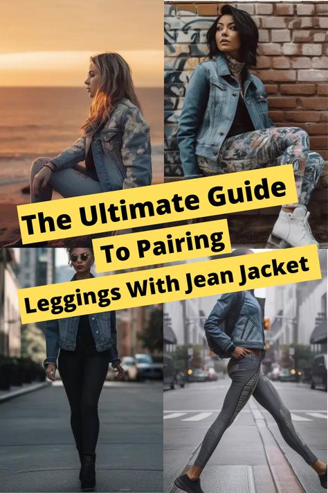 Pairing Leggings with Jean Jacket Jean Jacket With Leather Leggings, Legging Denim Jacket Outfit, Denim Jacket And Leggings Outfit, Leggings And Jean Jacket Outfit Fall, Jean Jacket And Leggings Outfit, Leggings And Jean Jacket Outfit, Black Leggings Denim Jacket, Blue Jean Jacket Outfits, Leggings Outfit Spring