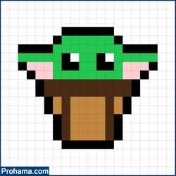 Yoda Perler Beads Pattern, Star Wars Pixel Art Grid, Baby Yoda Dibujo, Baby Yoda Perler Beads, Star Pixel Art, Star Wars Pixel Art, Disney Pixel Art, Pixel Art Animals, Cute Pixel Art