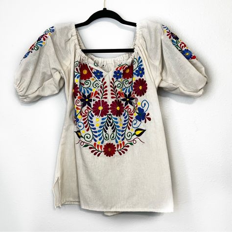 Mexican Embroidered Floral Blouse. Size M. Cream With Colorful Embroidered Flowers. Flat Measurement Of Length Is 23” And Armpit To Armpit Is 19”. Nwot (E723149) Casual Blouse With Multicolor Resham Embroidery, Spring Short Sleeve Blouse With Resham Embroidery, Spring Festival Blouse With Resham Embroidery, Summer Short Sleeve Blouse With Resham Embroidery, Folk Style Floral Embroidered Top For Festive Occasions, Festive Folk Style Embroidered Top With Floral Embroidery, Festive Spring Embroidered Blouse, Spring Festive Embroidered Short Sleeve Top, Summer Festive Blouse With Floral Embroidery