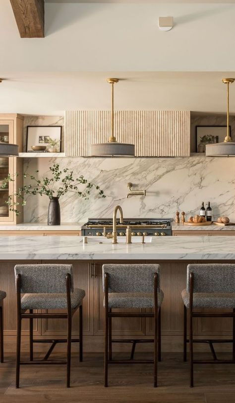 Island Shapes Kitchen Layout, Range Hood Paneling, Prep Sink In Pantry, California Farmhouse Kitchen, Farmhouse Kitchen Bar Ideas, Katie Hodges Kitchen, Contemporary Spanish Kitchen, Asymmetrical Kitchen Island, Kitchen Remodel Organic Modern