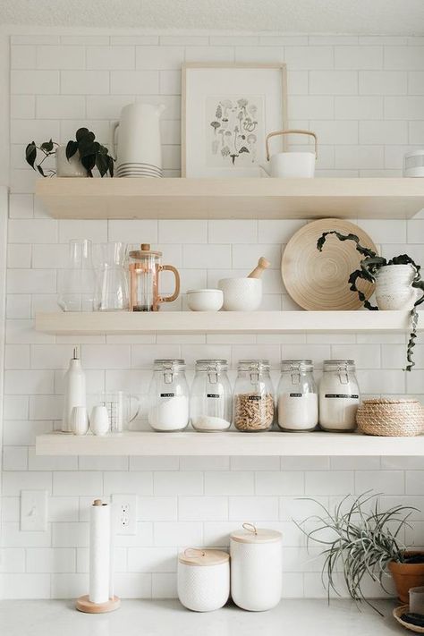 shelf inspiration - simple modern home decor ideas Shelf Inspiration, Kitchen Designs Layout, Boho Kitchen, Cool Ideas, Style At Home, Modern Diy, Design Living Room, Kitchen Shelves, Home Fashion