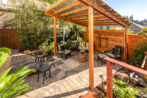 Lean To Patio Cover - Paradise Restored Landscaping Curved Pergola, Rustic Pergola, Cheap Pergola, Pergola Swing, Pergola Ideas, Pergola Lighting, Metal Pergola, Wood Pergola, Pergola Design