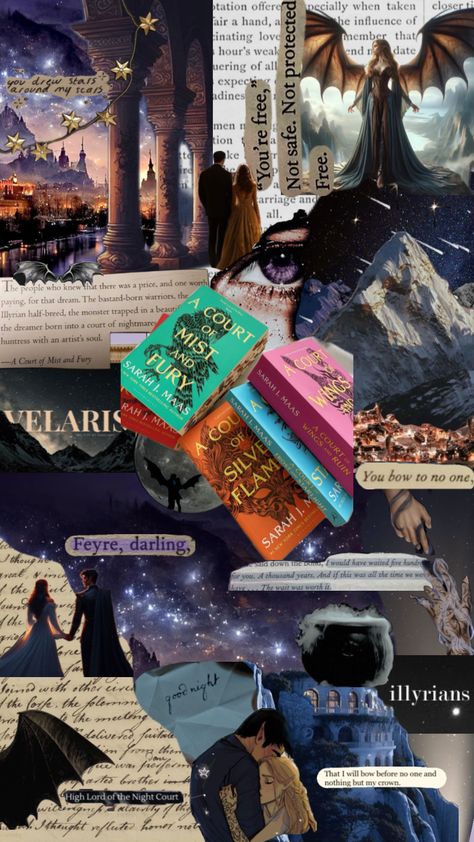 Acotar books by Sarah J Maas #acotar #sarahjmaas #feyre #ryhsand #velaris Acotar Book Cover, Acotar Books, Book Reading Journal, Kindle Book Cover, Collage Book, Sarah J Maas Books, Crescent City, Fantasy Aesthetic, Sarah J Maas