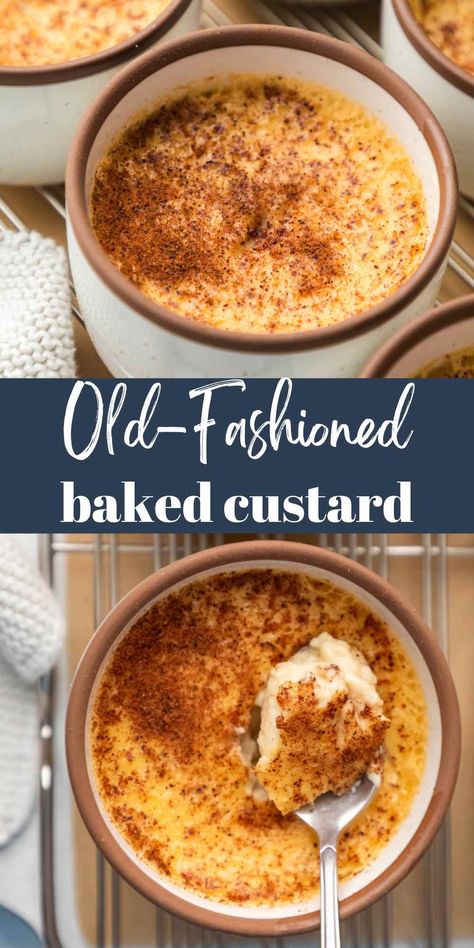 This classic baked custard recipe is an old-fashioned dessert. This easy recipe makes silky smooth baked egg custard with almost no prep. Raisin Pudding, Homestead Baking, Egg Custard Pie Recipe, Baked Custard Recipe, Custard Baked, Custard Dessert Recipes, Canned Milk, Baked Egg Custard, Adorable Desserts