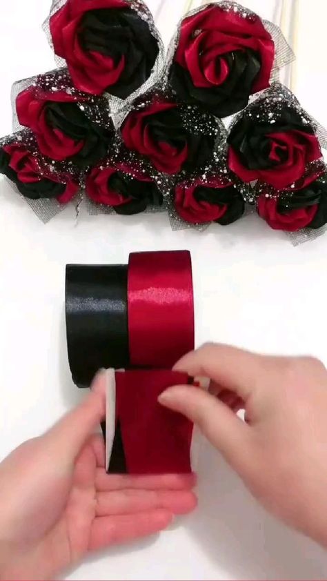 Rose crafts easy with ribbon in 2022 | Rose crafts, Diy crafts for gifts, Hand crafts for kids Dekoratívne Vence, Hadiah Diy, Projek Menjahit, Kraf Kertas, Rose Crafts, Ribbon Crafts Diy, Seni Dan Kraf, Handmade Flowers Fabric, Start Knitting