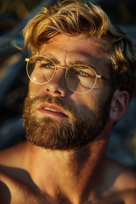 Handsome Men In Glasses, Blonde Man With Glasses, Ginger Hair Men, Blonde Beard, Kendall Jenner Face, Camping Hair, Mens Facial Hair Styles, Gentleman Aesthetic, Character Inspiration Male