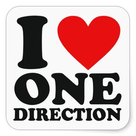 I Love One Direction Square Sticker I Love One Direction, One Direction, I Love, Red, Black