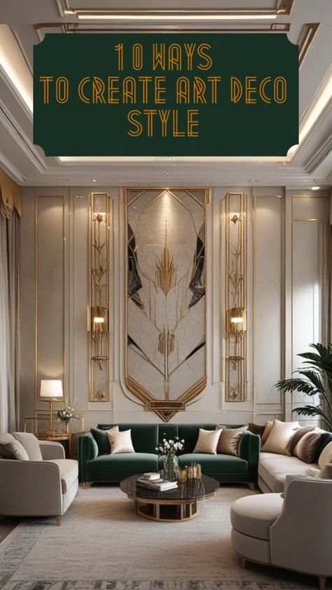 Click the link for free tips and tricks for Art Deco Interior design. Interior Design Living Room Art Deco | Art Deco Interior Design tips. Salon Art Deco, Living Room Art Deco, 1920s Interior, Modern Art Deco Interior, Art Deco Style Interior, Art Deco Room, 1920s Interior Design, Art Deco Living, Art Deco Living Room