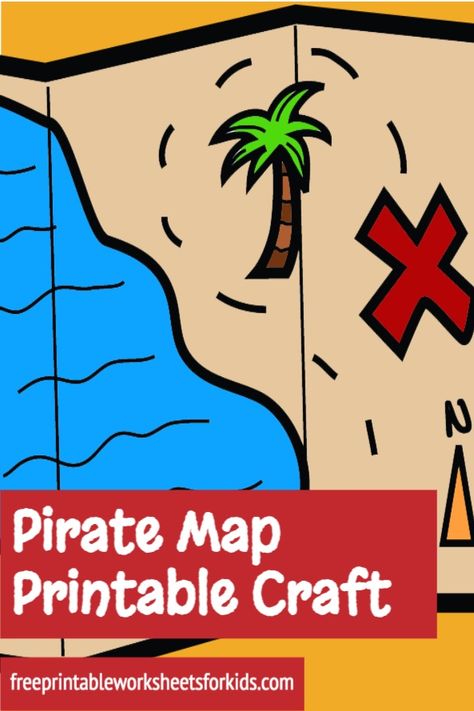 Pirate Map Craft Preschool, X Marks The Spot Craft, Treasure Map Craft Preschool, Treasure Map Template Free Printable, Pirates Kindergarten Activities, Pirate Day In Kindergarten, Preschool Treasure Map, Pirate Craft Kindergarten, Pirate Map Craft