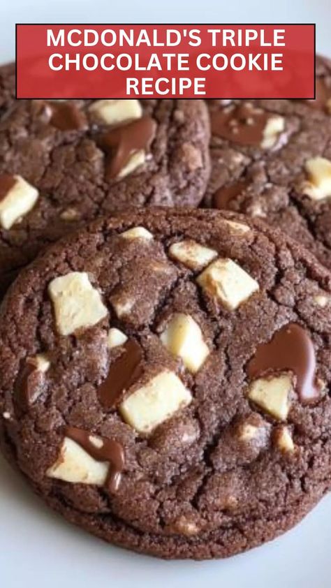 Mcdonald’s triple chocolate cookie recipe – Epic Cooker Mcdonalds Cookies, Chocolate Cookie Recipe, Potato Candy, Triple Chocolate Cookies, Easy To Bake, Chocolate Cookie Recipes, Triple Chocolate, Milk Chocolate Chips, Cookie Scoop