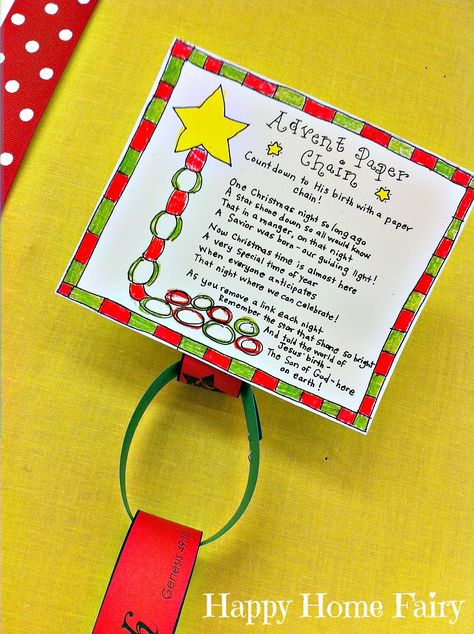 Advent Paper Chain Countdown - FREE Printable Advent Paper Chain, Paper Chain Countdown, Christmas Sunday School, Christmas Sunday, Advent Crafts, Happy Home Fairy, Christmas Scripture, Paper Chain, Advent Activities