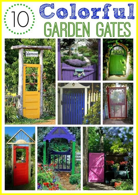 10 colorful garden gate ideas - easy way to add a bit of whimsy to your garden! Garden Gate Ideas, Garden Gates And Fencing, Garden Gate Design, Gate Ideas, Garden Whimsy, Garden Gate, Diy Garden Projects, Olive Garden, Garden Doors