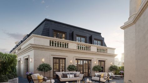 The Dorchester Collection debuts its first residence and more exciting developments Residential Entrance Lobby, Classic Mansion, London Real Estate, London Market, Carriage Doors, Mansard Roof, New York Homes, Garden Villa, London Today