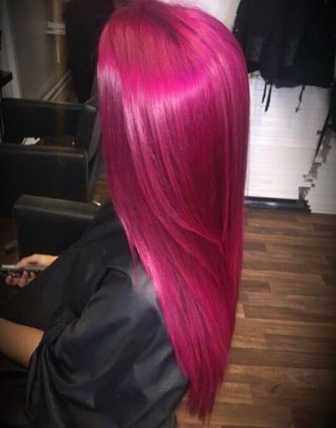 Red And Hot Pink Hair, Dark Hot Pink Hair, Hot Pink Hair Aesthetic, Pink Hair Grunge, Raspberry Pink Hair, Berry Pink Hair, Neon Pink Hair, Magenta Hair Colors, Dark Pink Hair