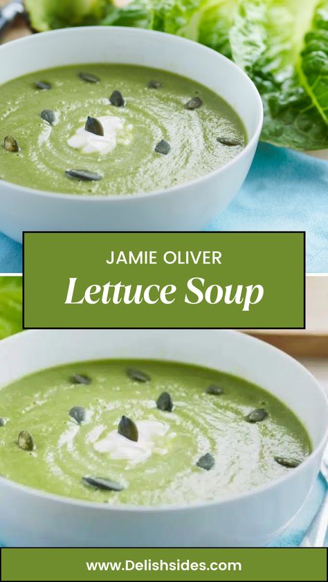 Jamie Oliver Lettuce Soup Leftover Lettuce Recipes, Butter Soup, Olive Soup, Recipes With Lettuce, Cooked Lettuce Recipes, Lettuce Soup Recipes, Lettuce Recipes Ideas, Lettuce Soup Romaine, Iceberg Lettuce Recipes