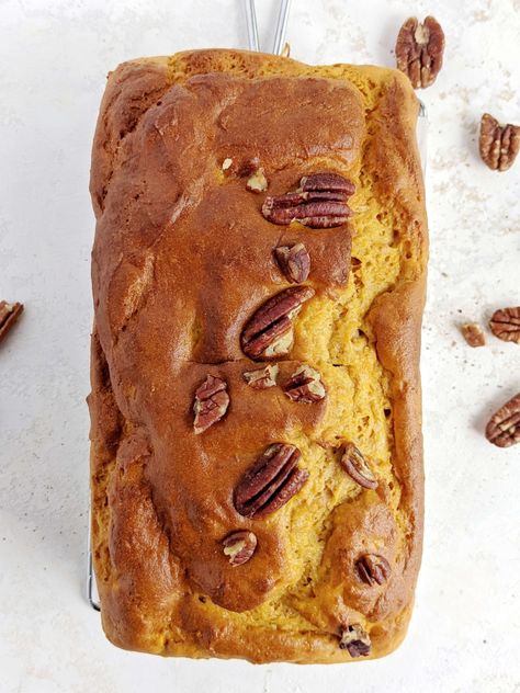 Protein Sweet Potato Bread - Sugar Free, Fat Free | Hayl's Kitchen Sweet Potato Flour, Unflavored Protein Powder, Healthy Pumpkin Bread, Sweet Potato Protein, Sweet Potato Bread, Meal Prep Snacks, Sugar Free Maple Syrup, Protein Bread, Stuffed Sweet Potato Healthy