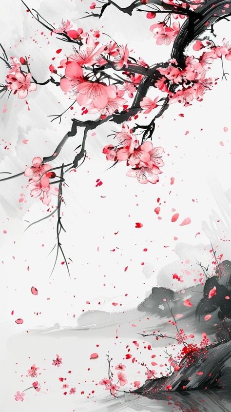 Sakura Painting, Guerriero Samurai, Blossom Tree Tattoo, Phone Background Patterns, Chinese Art Girl, Free Use, Cool Wallpapers Cartoon, Japanese Flowers, Graphic Wallpaper