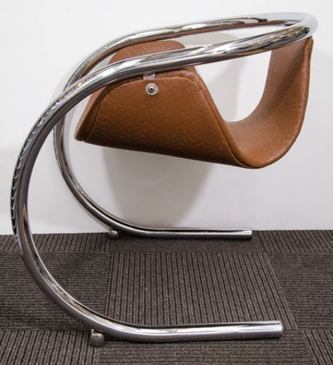 Bryon Botker; Chromed Tubular Steel Framed Chair for Landes 1970s. #furnituredesigns Steel Furniture Design Modern, Mid Century Modern Chairs, Ercol Chair, Vinyl Chairs, Mid Century Modern Armchair, California Modern, Chaise Chair, Metal Furniture Design, Steel Chair