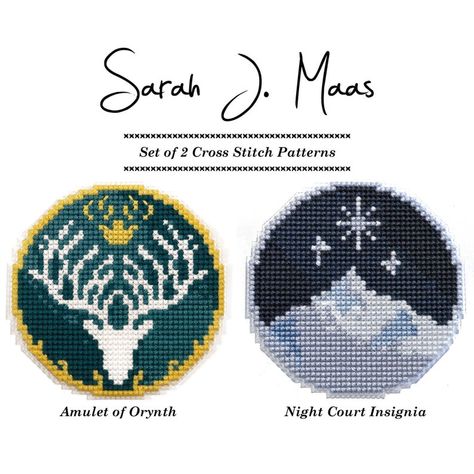 Sarah J Mass Cross Stitch Pattern PDF Set of 2 Amulet of | Etsy Amulet Of Orynth, Night Court Insignia, Bookmark Crochet, Night Court, Cross Stitch Bookmarks, Stitch Book, Crochet Bookmarks, Cute Cross Stitch, Crochet Cross