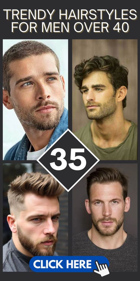 Embrace style with these 35 men’s hairstyles perfect for those over 40! From refined cuts to modern touches, these hairstyles are designed to complement mature styles. Look great and feel confident with a hairstyle that suits your personality. #Over40Hairstyles #MenOver40 #MatureMensHairstyles #Grooming Men’s Classy Hairstyle, Men’s Haircuts Over 40, Middle Age Men Hairstyles, Men’s Hairstyles Over 40, Middle Aged Man Hairstyles, Men Over 40 Hairstyles, 40 Year Old Hair Styles, 35 Year Old Man, Trending Hairstyles For Men