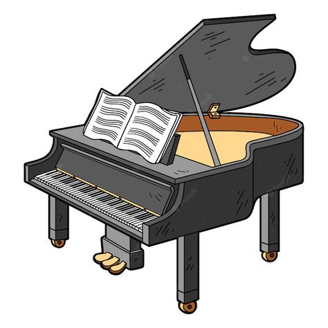 Premium Vector | Cartoon vector illustration grand piano colorful musical instrument Grand Piano Illustration, Piano Drawing Easy, Music Instruments Illustration, Musical Instruments Illustration, Cartoon Piano, Piano Clipart, Piano Vector, Anime Piano, Piano Illustration