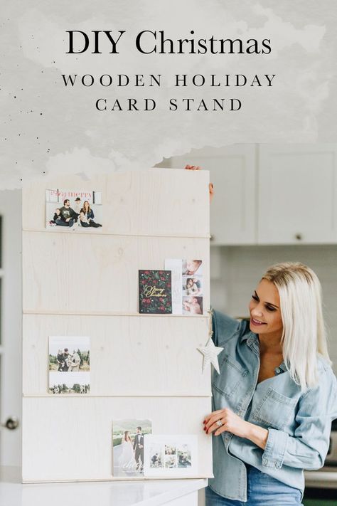 I have been looking for the perfect way to display my holiday cards for years! Never finding exactly what I wanted in stores, every year I try something new I had seen on Pinterest... How to: https://www.byangelaprice.com/blog/2019/12/8/christmas-card-display-diy-with-rona?rq=DIY #byangela #angelaprice #hockeywife #mom #christmas #holiday #blogger #blog #montreal #minimal #wooden #chic #DIY #howto #DIYcrafts #DIYchristmas #christmascrafts Christmas Card Board Display, Diy Christmas Card Holder Display, Diy Christmas Card Display, Diy Holiday Cards Photo, How To Display Christmas Cards, Card Display Diy, Diy Card Display, Ways To Display Christmas Cards, Diy Holiday Photo Cards