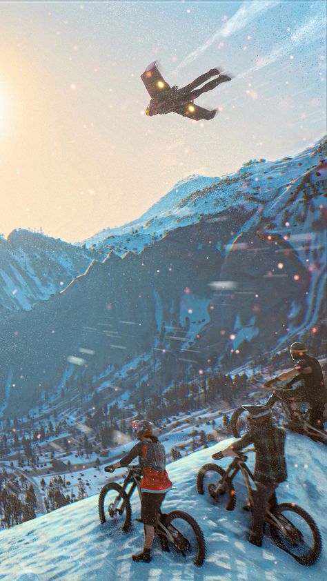 Riders Republic Gameplay 4K Ultra HD Mobile Wallpaper. Riders Republic Wallpaper, Riders Republic, Bicycle Wallpaper, Hd Mobile Wallpaper, Mountain Bike Art, Montage Video, Snow Mountains, Glitch Wallpaper, Automotive Artwork