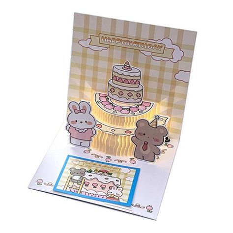 Cute Bear Cake Greeting Card Happy Birthday Candle Cards Glowing Birthday Cards Features: High-quality paper be printed with great patterns, and the pop-up birthday card with envelope be durable. You can write your wishes and greetings to your relatives or children. Our paper pop-up greeting cards are handmade paper carvings. These pop-up birthday cards are inspired by birthday celebrations. Convey your blessings and greetings and create unforgettable memories. Specifications: Color:White Materi Pop Up Bday Card, Birthday Pop Up Cards Diy, Pop Up Birthday Cake Card, Pop Up Cake Card, Birthday Cake Cartoon, Happy Birthday Pop Up Card, Pop Up Birthday Cards, Cake Greeting Card, 3d Birthday Cake