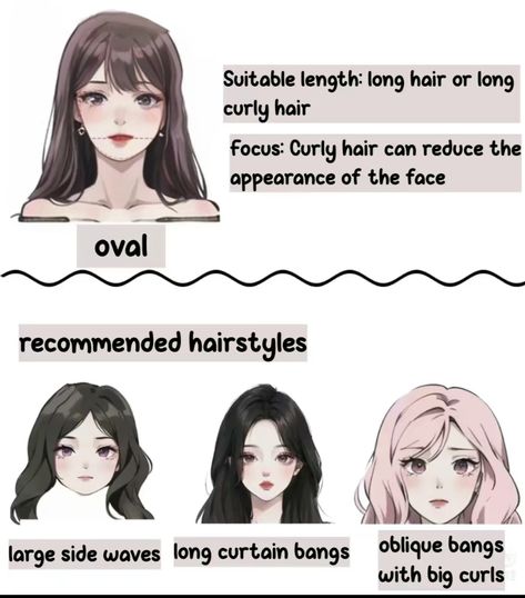 Cute Hairstyles For Oval Face, Bangs For Long Hair Oval, Oval Face Korean Hairstyle, Hair Inspo Oval Face, Korean Hairstyle For Long Face, Oval Hairstyle Women, Hairstyles For Face Types, Haircut Names For Long Hair, Cute Hairstyles For Oval Face Shape