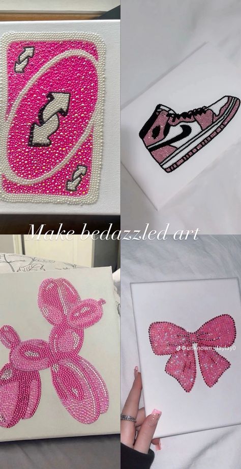 Beddazling Painting, How To Bedazzle Stuff, Dimond Pating Ideas, Things To Badazel, Beddazling Things, Baddazle Things, Things To Bedazzle Diy, Cute Diy Things To Make, Diamond Art Patterns