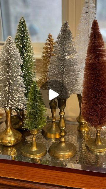 Bottle Brush Christmas Trees Decor, Bottle Brush Tree Candle Holder, Mini Bottle Brush Tree Crafts, Bottle Brush Crafts, Bottlebrush Tree Centerpiece, Christmas Bottle Brush Tree Display, Natural Bottle Brush Trees, Bottle Brush Christmas Trees Centerpiece, Diy Bottle Brush Christmas Tree