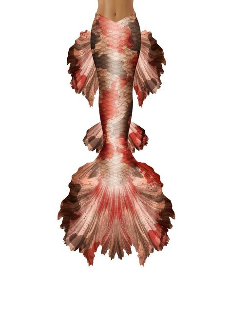 Koi Fish Mermaid Tail, Black Tail Mermaid, Mermaid Tail Concept Art, Clownfish Mermaid Tail, Mermaid Based On Fish, Mermaid Tail Drawing, Coy Fish, Swimmable Mermaid Tail, Koi Betta