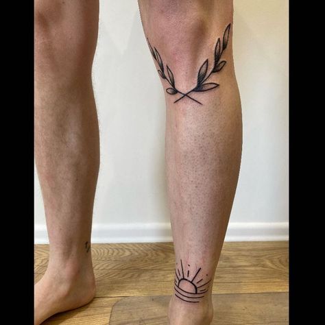 Under Knee Tattoos Women, Under The Knee Tattoo, Intuition Tattoo, Under Knee Tattoo, Statement Tattoo, The Knee Tattoo, Knee Tattoos, Spiral Tattoos, American Traditional Tattoo Ideas