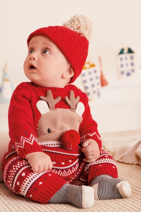 Buy Red Reindeer Knitted Jumper And Leggings Set (0mths-2yrs) from the Next UK online shop Newborn Christmas Outfit Boy, Baby Christmas Costumes, Baby Boy Winter Outfits, Boys Christmas Outfits, Boys Outfits, Winter Baby Clothes, Newborn Christmas, Newborn Boy Clothes, Cable Knit Hat