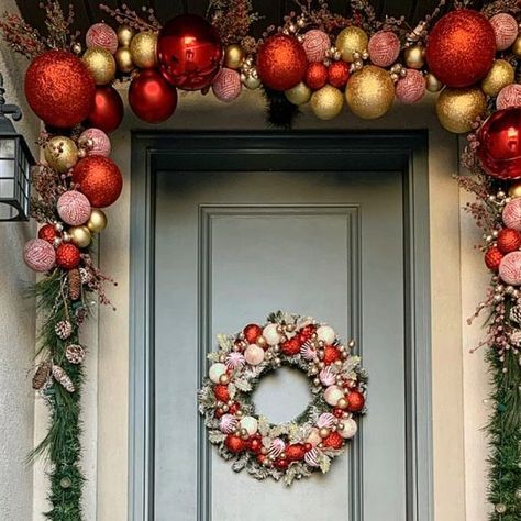 Shandy & Mark➕Modern Farmhouse on Instagram: "Lots of ya have been asking if I was going to recreate my Halloween arch.. I’m happy to say Project Christmas arch is go for launch! 🎄🎁✨ • I hit up @cominghomestores last week and snagged some gorgeous ornaments. If you’re local to Utah, you need to get your buns in there and see… CHRISTMAS. HEAVEN! 🎅🏻🎄 • To get this look: I wrapped my PVC pipes in faux garland so it’d blend well. Added some garlands from Joanns & lights from Home Depot. I used Diy Ornament Arch, Ornament Arch, Christmas Heaven, Halloween Arch, Faux Garland, Christmas Arch, Pvc Pipes, Shandy, Pvc Pipe