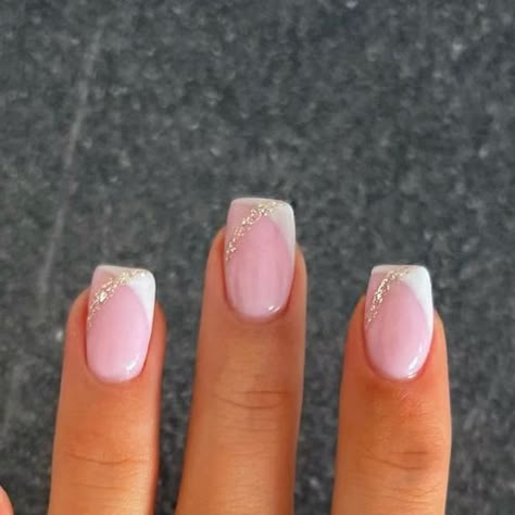 Builder Nail Gel Designs, French Tip Designs Nails, Hen Do Nails, Biab Designs, French Tip Nails With Glitter, Candy Pie, Pink Tip Nails, Gel Nails French, Bridal Nail