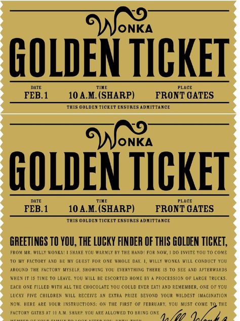 Golden Ticket Template, Willy Wonka Halloween, Willy Wonka Costume, Wonka Bar, Ticket Template Free, Chocolate Factory Party, Wonka Chocolate Factory, Wonka Party, Willy Wonka Party