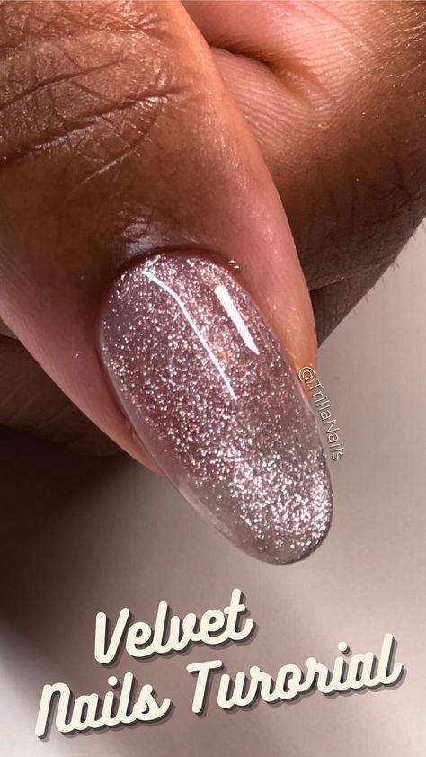 Velvet Glitter Nails, Light Pink Velvet Nails, Lavender Velvet Nails, Velvet Nail Tips, Velvet Nails How To, Clear Pink Nail Polish, Wildflower Phone Cases, Velvet Nails, Wedding Nails Design