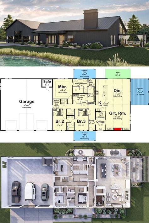 Designing A Barndominium, Barndominium Homes Floor Plans, Unique Barndominium Floor Plans, 3 Bedroom Barndominium Floor Plans With Garage, Affordable Barndominium Floor Plans, Shop Home Floor Plans, 3 Bedroom Barndominium, 3 Bedroom Home Floor Plans, Barndo Ideas