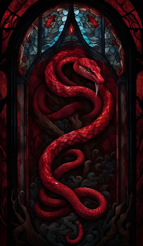 Stain Glass Window Art, Dark Fantasy Artwork, Gothic Wallpaper, Glass Window Art, Snake Art, Witchy Wallpaper, Gothic Fantasy Art, Soyut Sanat Tabloları, Halloween Wallpaper Iphone